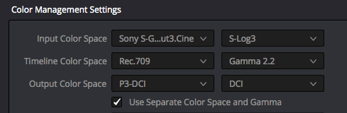 RCM_separate_ColorSpace_Gamma de Resolve