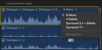 Final Cut Pro X 10.3 : Nouvelle nature de 8 Pistes audio : 5.1 + Stéréo